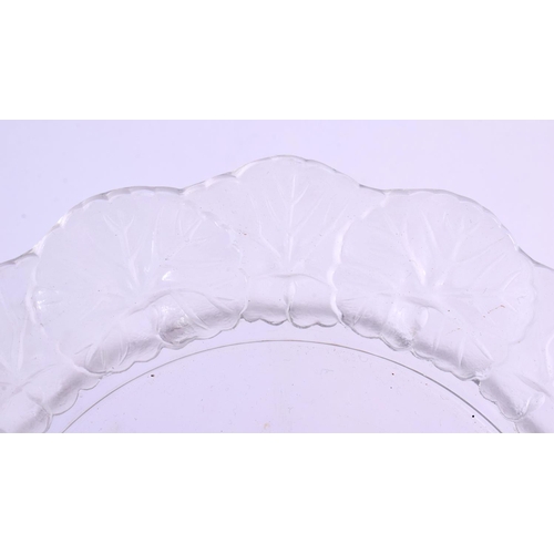 844 - A LALIQUE GLASS DISH together with an air twist goblet. Largest 20cm high. (2)