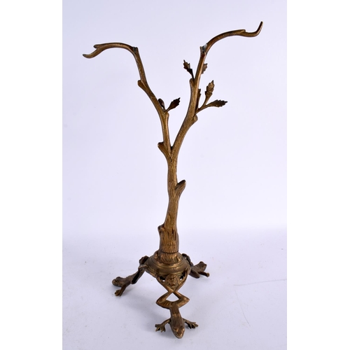 845 - AN ART NOUVEAU BRASS TOAD JEWELLERY HOLDER DISPLAY. 30cm x 14cm.