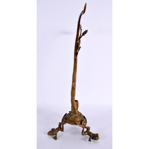 845 - AN ART NOUVEAU BRASS TOAD JEWELLERY HOLDER DISPLAY. 30cm x 14cm.