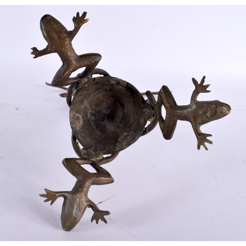 845 - AN ART NOUVEAU BRASS TOAD JEWELLERY HOLDER DISPLAY. 30cm x 14cm.