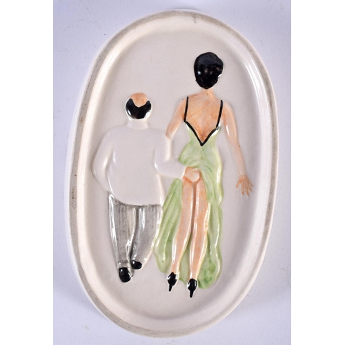 85 - A CHARMING RETRO OH AH EROTIC MALE AND FEMALE DISH. 14cm x 10 cm.