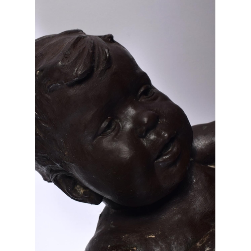 852 - AN ART DECO PLASTER MAQUETTE depicting two grappling nude children. 70 cm x 38 cm.