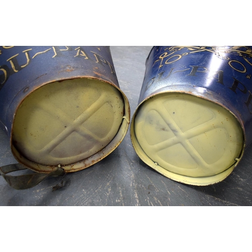 858 - A LARGE PAIR OF FRENCH BLUE TIN GRAPE BUCKETS. 60 cm x 50 cm.