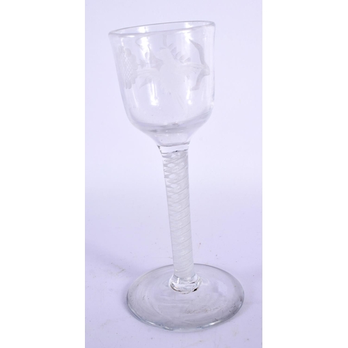 870 - AN ANTIQUE WINE GLASS. 15.5 cm high.