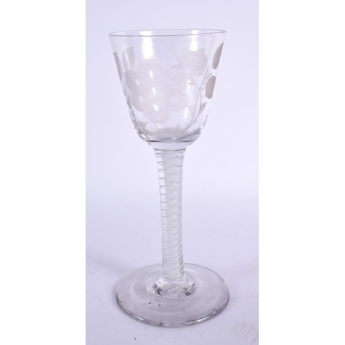 871 - AN ANTIQUE WINE GLASS. 15.5 cm high.