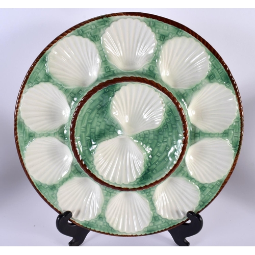 88 - ASSORTED 19TH CENTURY FRENCH MAJOLICA OYSTER PLATES Attributed to Longchamp. Largest 30cm wide. (qty... 