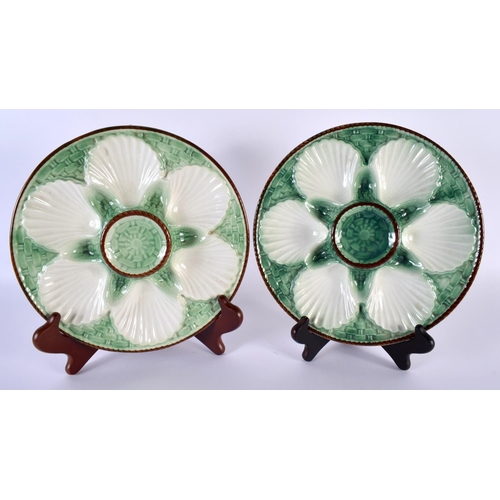 88 - ASSORTED 19TH CENTURY FRENCH MAJOLICA OYSTER PLATES Attributed to Longchamp. Largest 30cm wide. (qty... 