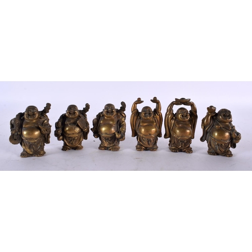 890 - SIX CHINESE BRONZE BUDDHAS. 7cm high. (6)