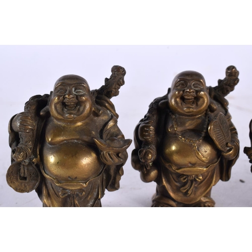 890 - SIX CHINESE BRONZE BUDDHAS. 7cm high. (6)