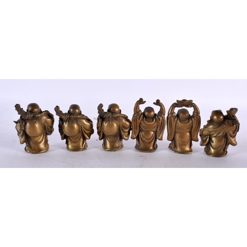 890 - SIX CHINESE BRONZE BUDDHAS. 7cm high. (6)