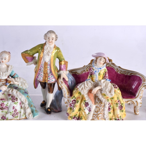 891 - AN UNUSUAL EARLY 20TH CENTURY MINIATURE GERMAN PORCELAIN ORCHESTRA. Largest 7cm x 6 cm. (qty)