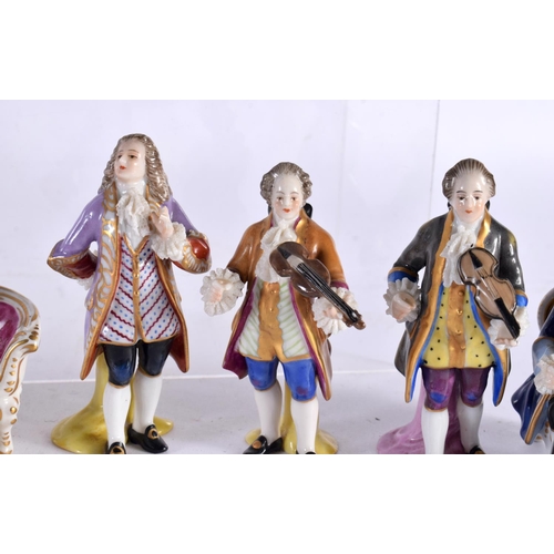 891 - AN UNUSUAL EARLY 20TH CENTURY MINIATURE GERMAN PORCELAIN ORCHESTRA. Largest 7cm x 6 cm. (qty)