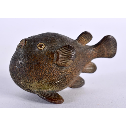 1010 - A RARE 19TH CENTURY AUSTRIAN VIENNA COLD PAINTED BRONZE PUFFER FISH in the manner of Franz Xavier Be... 