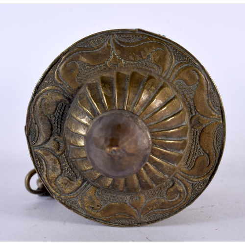 1024 - AN ANTIQUE TIBETAN PRAYER WHEEL together with a similar plaque. 151 grams. Largest 10.75 cm x 6 cm. ... 