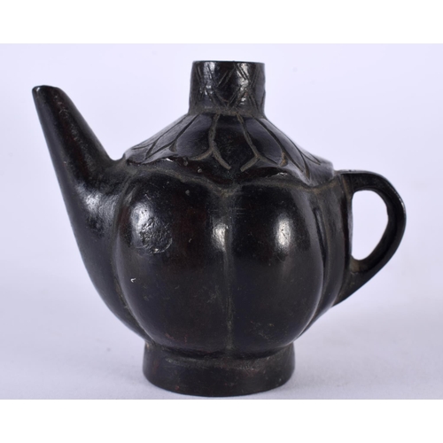 1033 - AN 18TH/19TH CENTURY CHINESE BRONZE SCHOLARS WATER DROPPER formed as a fruit form teapot. 91 grams. ... 