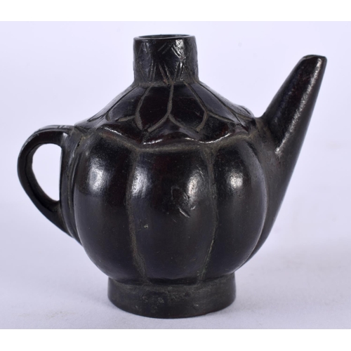 1033 - AN 18TH/19TH CENTURY CHINESE BRONZE SCHOLARS WATER DROPPER formed as a fruit form teapot. 91 grams. ... 