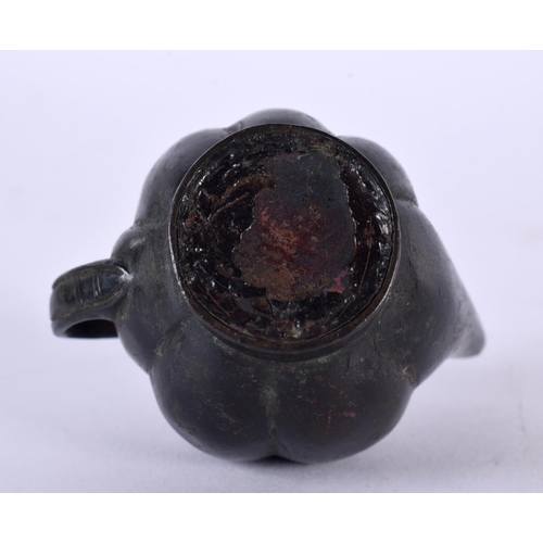 1033 - AN 18TH/19TH CENTURY CHINESE BRONZE SCHOLARS WATER DROPPER formed as a fruit form teapot. 91 grams. ... 