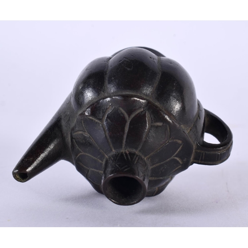 1033 - AN 18TH/19TH CENTURY CHINESE BRONZE SCHOLARS WATER DROPPER formed as a fruit form teapot. 91 grams. ... 