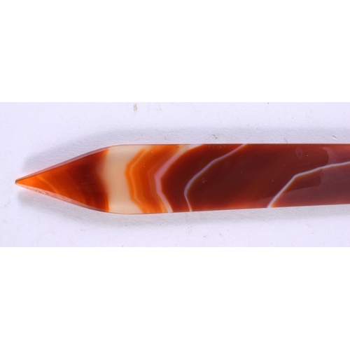 1040 - AN ART DECO BANDED AGATE LETTER OPENER. 29.8 grams. 19 cm long.