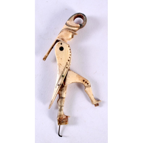 1047 - A RARE EARLY 19TH CENTURY FRENCH NAPOLEONIC PRISONER OF WAR BONE FIGURE. 11.1 grams. 10.5 cm x 2.75 ... 