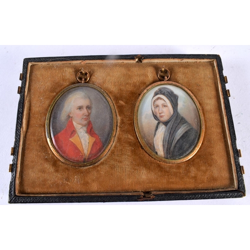 1069 - English School (19th Century) Pair of watercolours miniatures, David Morrieson father of David Morri... 