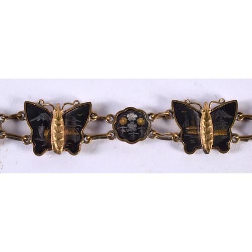 1074 - A JAPANESE TAISHO PERIOD MIXED METAL BRACELET. 12.5 grams. 18cm long.