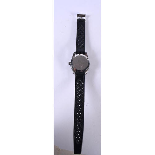 1077 - A VINTAGE BLACK DIAL BVLER 5 ATM WRISTWATCH. 3.5 cm wide inc crown.