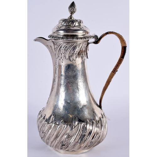 1082 - A GEORGE III SILVER COFFEE POT. London 1763. 575 grams. 28cm x 18cm.