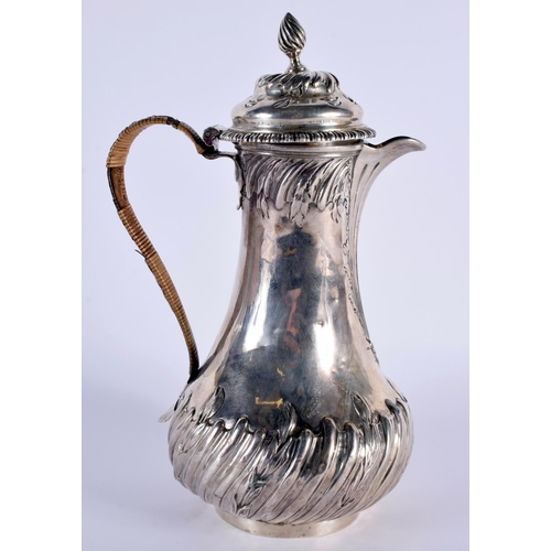 1082 - A GEORGE III SILVER COFFEE POT. London 1763. 575 grams. 28cm x 18cm.