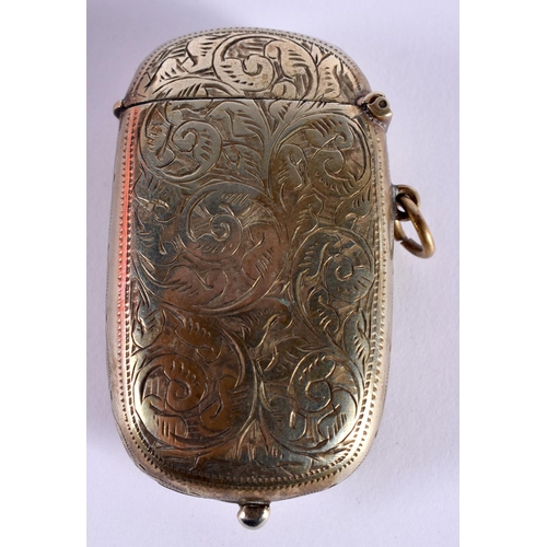 1089 - AN ANTIQUE COMBINATION SILVER PLATED VESTA SOVEREIGN VESTA CASE. 47.4 grams. 6.25 cm x 3.75 cm.