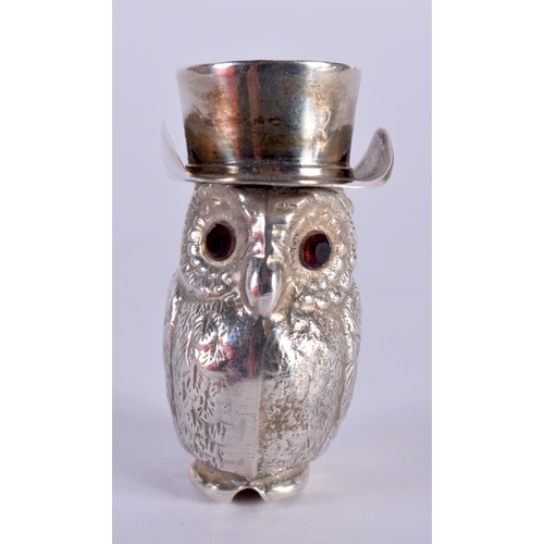 1091 - A SILVER OWL FORM VESTA CASE. 25.1 grams. 5 cm x 3.5 cm.