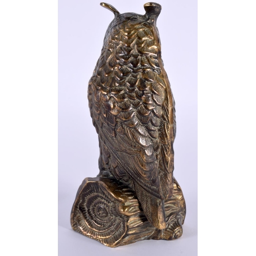 1101 - AN EARLY 20TH CENTURY AUSTRIAN BRONZE FIGURE OF A LONG EARED OWL. 1002 grams. 22.5 cm x 11cm.