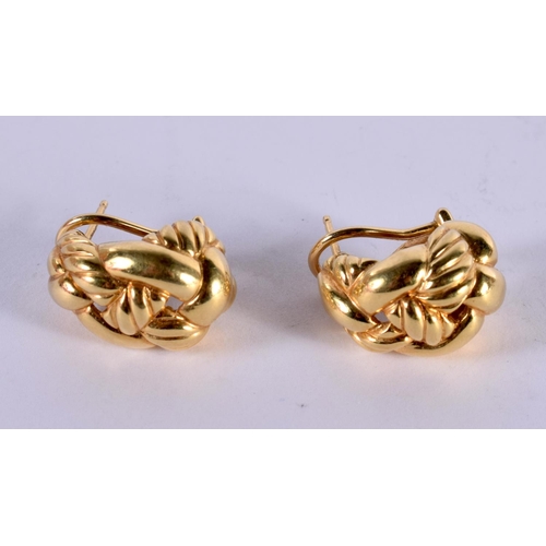 1154 - A PAIR OF 18CT GOLD HUGGIE EARRINGS.  Stamped 750, 3.5cm x 2.8 cm, total weight 11.5g