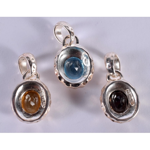 1165 - THREE SILVER GEM SET PENDANTS.  Stamped 925, Each 4.1cm x 3.3cm, total weight 25.7g (3)