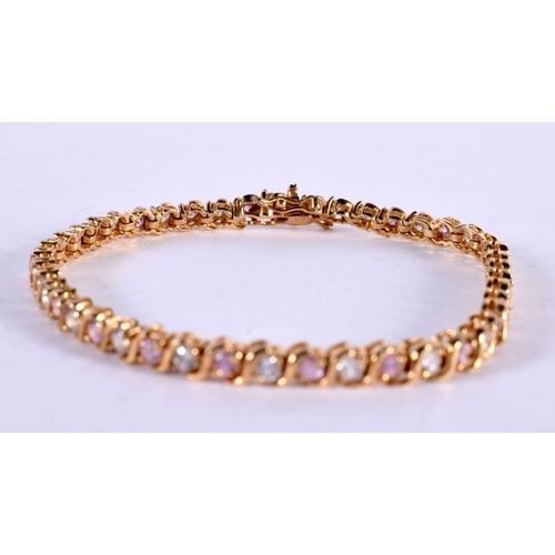 1168 - A SILVER GILT BRACELET SET WITH CZ.  Stamped 925, length 19 cm, weight 11.3g