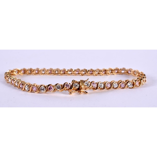 1168 - A SILVER GILT BRACELET SET WITH CZ.  Stamped 925, length 19 cm, weight 11.3g