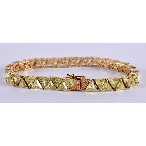 1169 - A SILVER GILT BRACELET SET WITH CZ.  Stamped 925, length 18cm, weight 23g