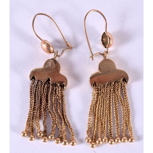 1194 - A PAIR OF VICTORIAN GOLD EARRINGS.  4.4cm x 2.8 cm, weight 4.4g