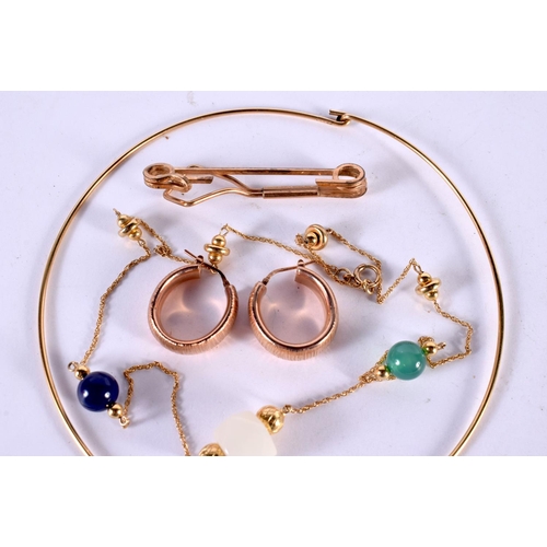 1197 - A COLLECTION OF GOLD FILLED JEWELLERY INCLUDING 2 NECKLACES, PAIR OF EARRINGS AND 5 TIE CLIPS.  Tota... 