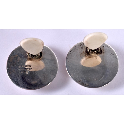 1210 - A PAIR OF SOUTH AMERICAN SILVER EARRINGS.  Stamped 925, 3.3cm diameter, weight 24.8g