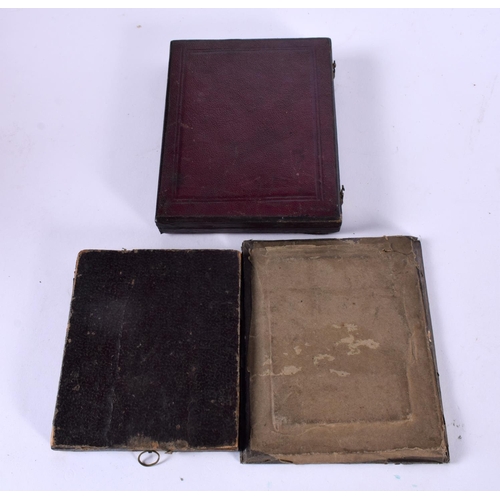 1214 - THREE VICTORIAN PORTRAIT DAGUERREOTYPES.  Largest 12 cm x 9.5cm x 1.8 cm (3)