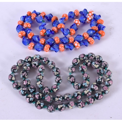 1251 - TWO ITALIAN STYLE GLASS BEAD NECKLACES..  Longest 76cm (2)