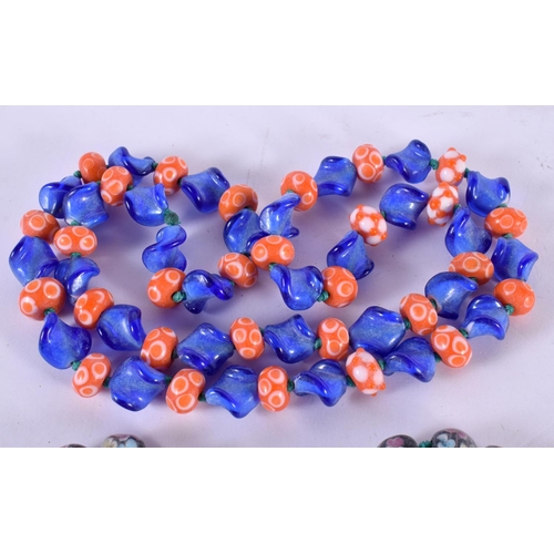 1251 - TWO ITALIAN STYLE GLASS BEAD NECKLACES..  Longest 76cm (2)