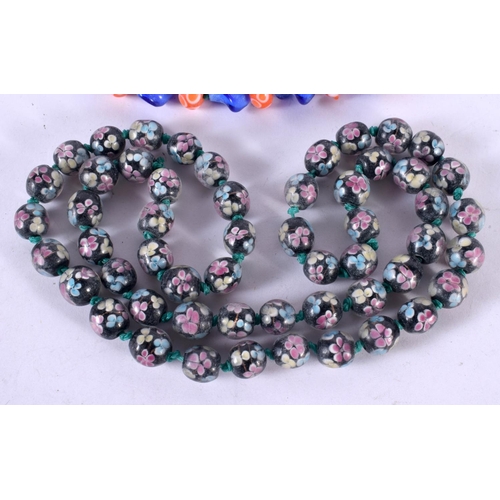 1251 - TWO ITALIAN STYLE GLASS BEAD NECKLACES..  Longest 76cm (2)