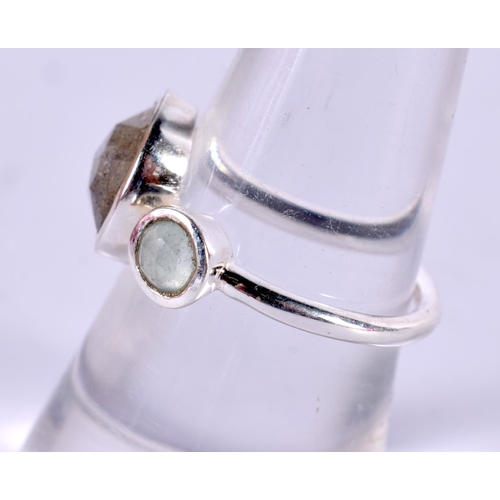 1256 - A SILVER MOSS AGATE PENDANT AND RING.  Stamped 925, Pendant 3.2 cm x 2.8 cm, Ring size O (2)