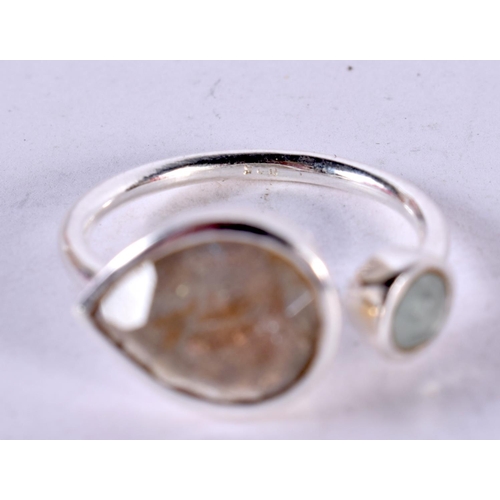 1256 - A SILVER MOSS AGATE PENDANT AND RING.  Stamped 925, Pendant 3.2 cm x 2.8 cm, Ring size O (2)