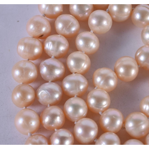 1260 - A PEARL NECKLACE.  Length 124cm, Bead size 8.1mm, weight 136g