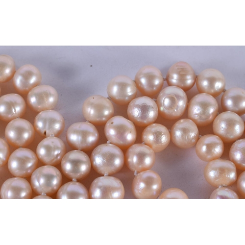 1260 - A PEARL NECKLACE.  Length 124cm, Bead size 8.1mm, weight 136g