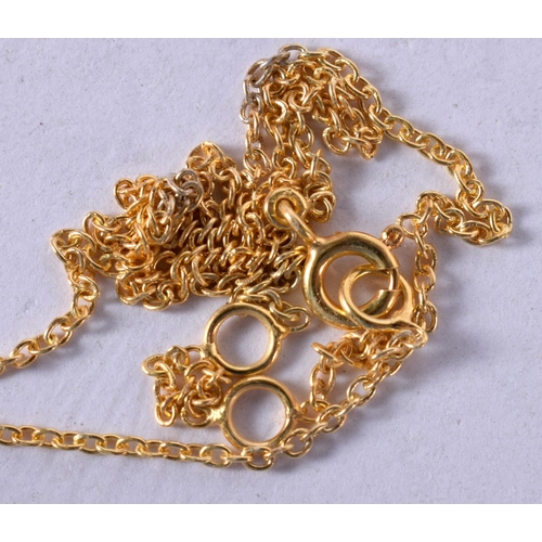 1273 - A SILVER GILT NECKLACE WITH A GEM SET PENDANT.  Stamped 925, Chain 46cm long, weight 3.5g