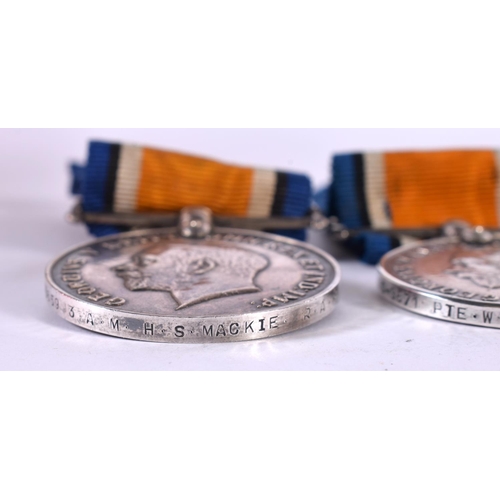 1283 - FOUR GEORGE V WAR MEDALS.  Awarded to K41278 T Owen Sto1 RN, 207642 WT Barry Sig RN. 230659 3AM
HS M... 